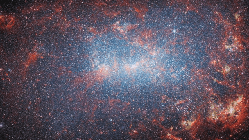 James Webb Space Telescope finds a dusty skeleton in Dwarf Galaxy NGC 4449