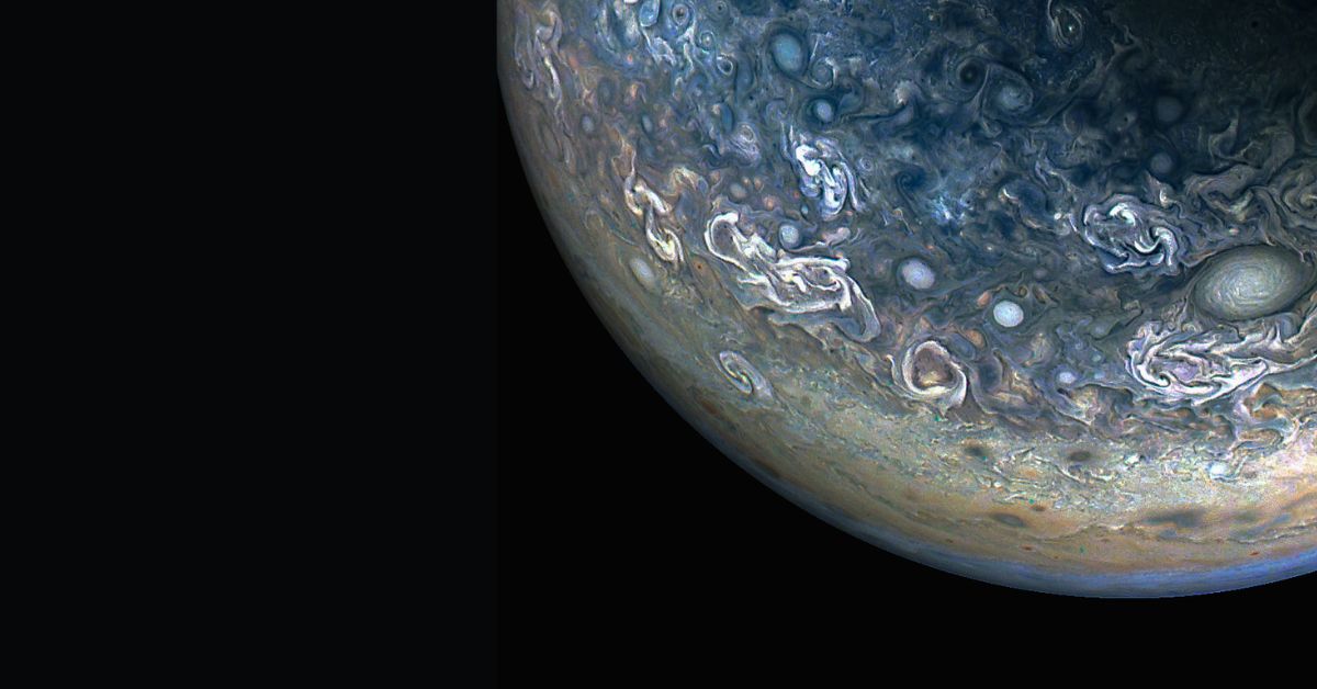 Juno’s Cosmic Canvas: Capturing Jupiter’s Colorful Cloud Choreography